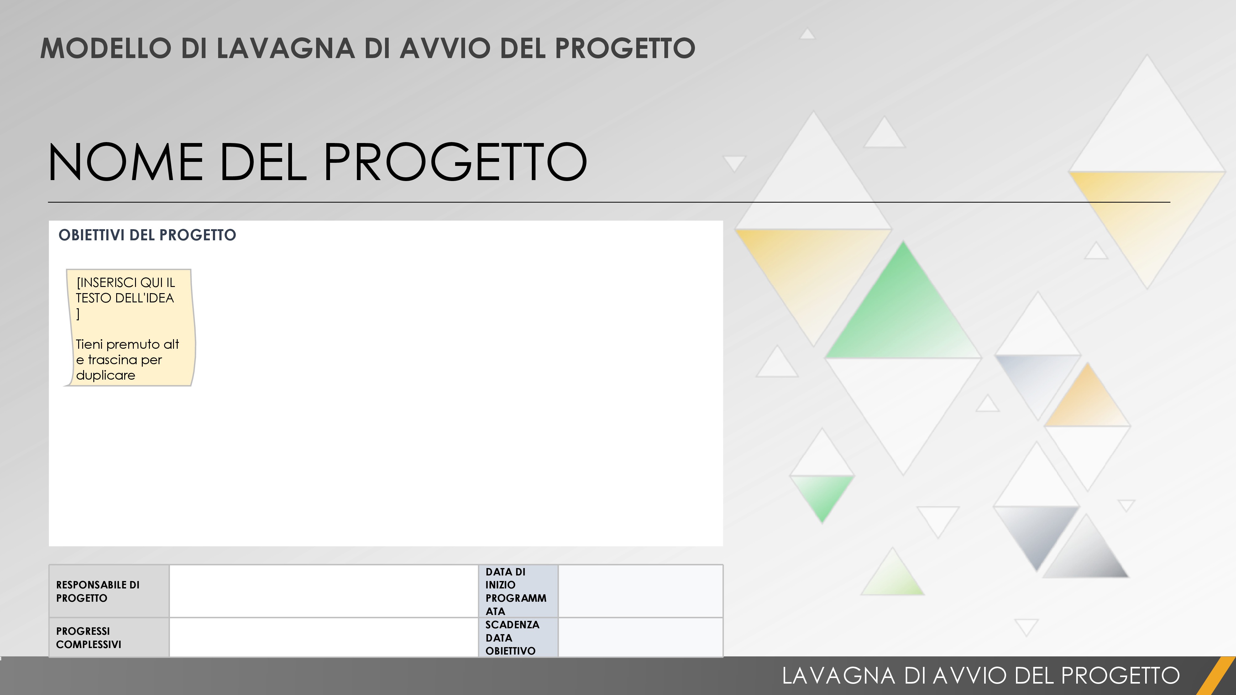 Modello di presentazione del lancio del progetto