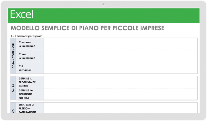 Piano semplice per piccole imprese